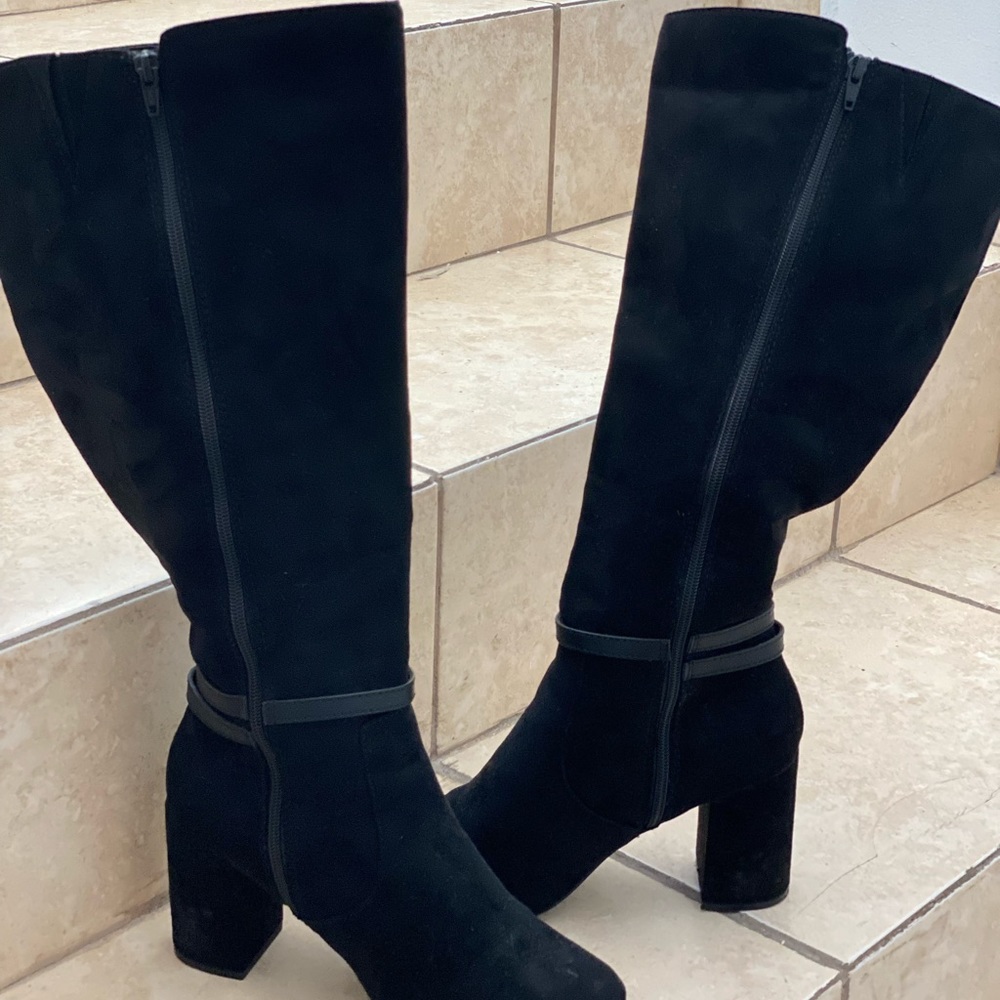 Croft & barrow ortholite wide calf suede high heel boots